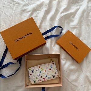 Louis Vuitton Takashi Murakami White Multicolor Monogram Key Pouch